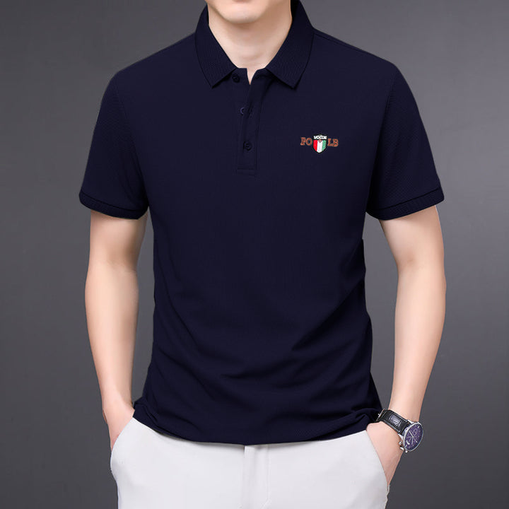 Men's Embroidered Casual Short Sleeved POLO T Shirt Comfortable Top