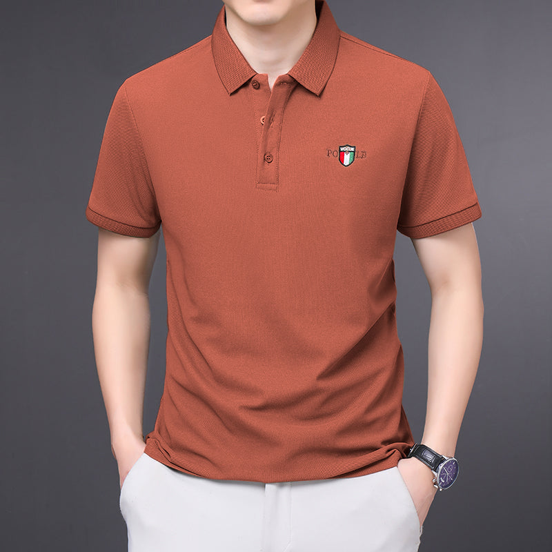 Men's Embroidered Casual Short Sleeved POLO T Shirt Comfortable Top