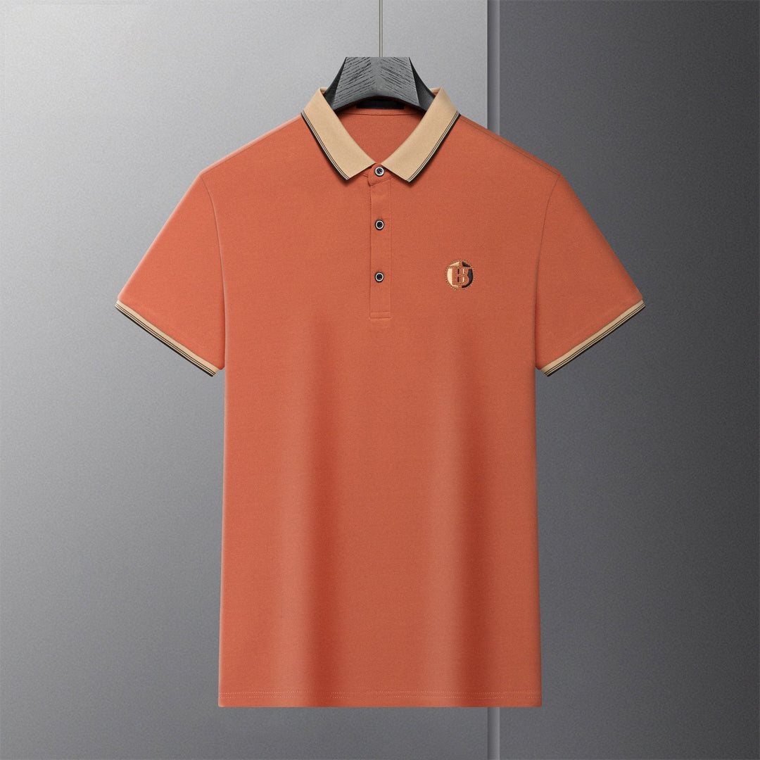 Orange Men's Polos T-shirt Straight Lapel Short Sleeve Business Fashion Daily Wear