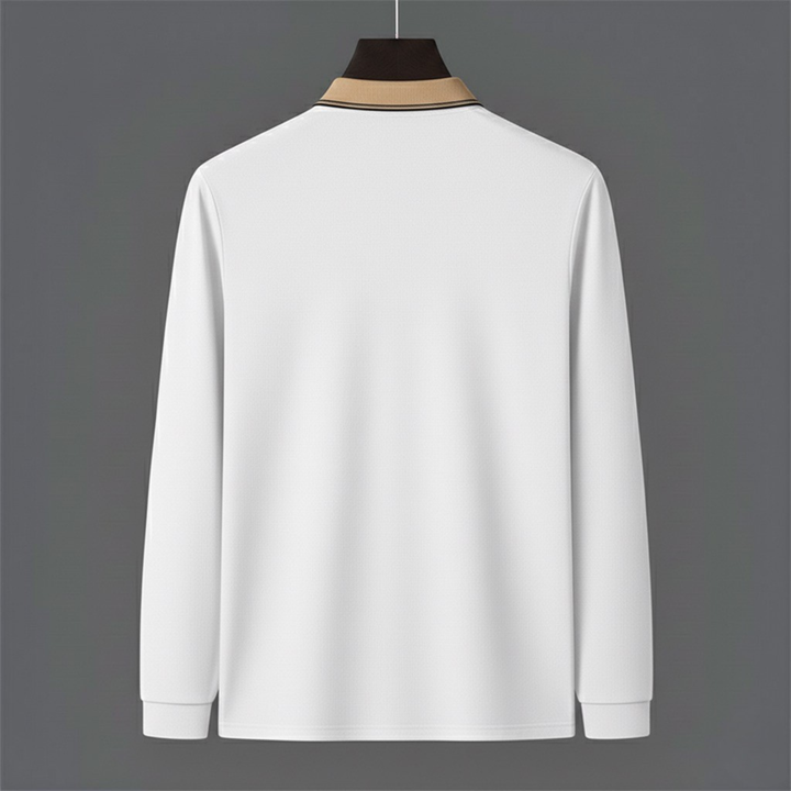 White Beige-Collar Premium Polo
