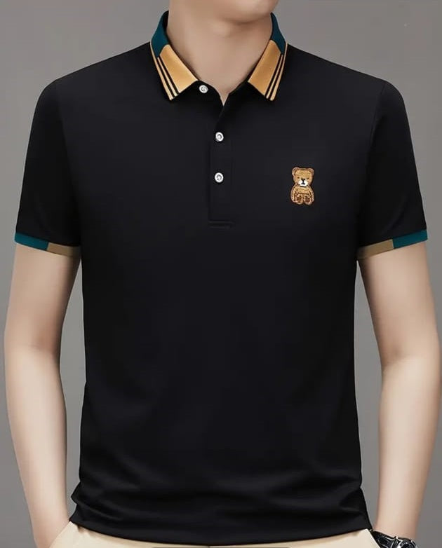 High Quality Embroidered Bear Logo Men's Polo T shirts