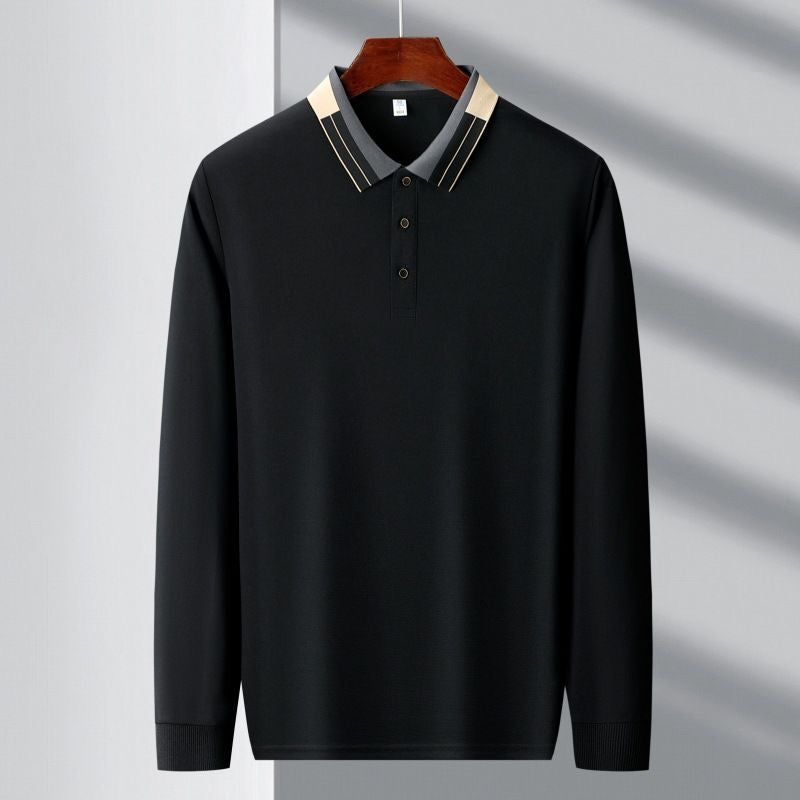 Imported Polo T-Shirt with Dual-Stripe Collar Detailing