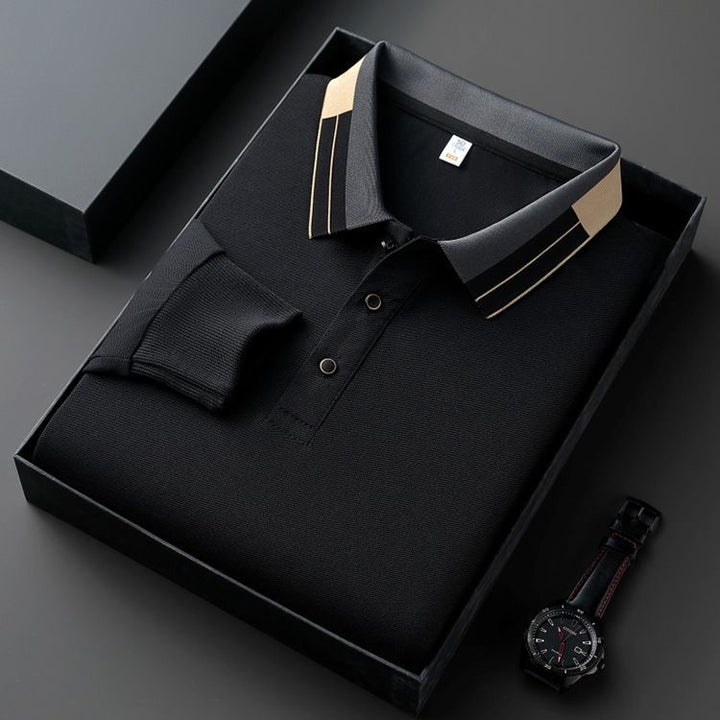 Imported Polo T-Shirt with Dual-Stripe Collar Detailing