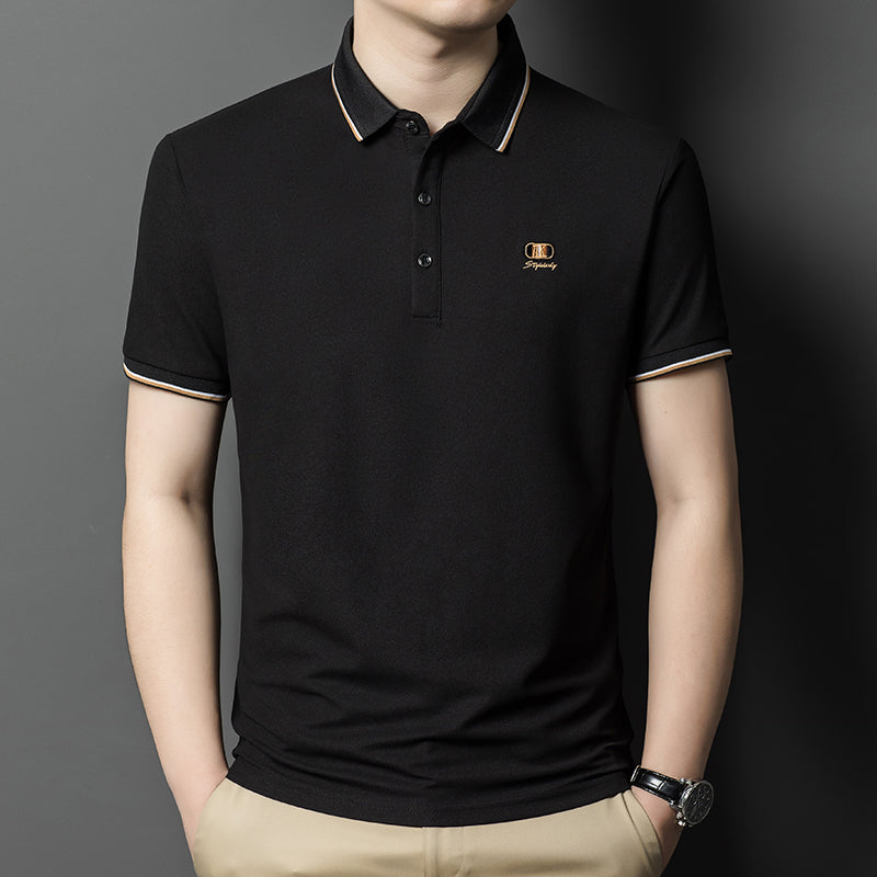 Men's Embroidered Casual Short Sleeved POLO T Shirt Comfortable Top