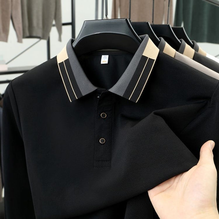 Imported Polo T-Shirt with Dual-Stripe Collar Detailing
