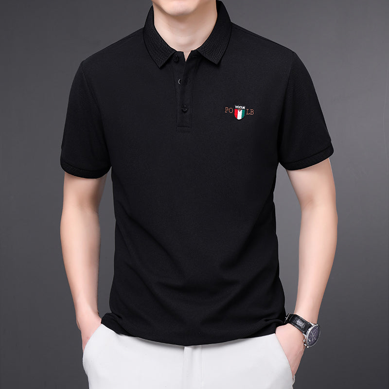 Men's Embroidered Casual Short Sleeved POLO T Shirt Comfortable Top