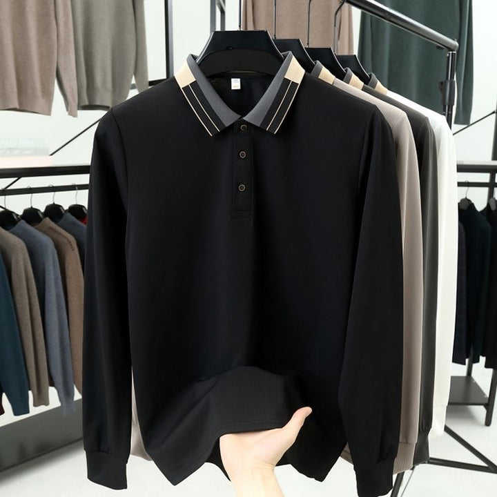 Imported Polo T-Shirt with Dual-Stripe Collar Detailing