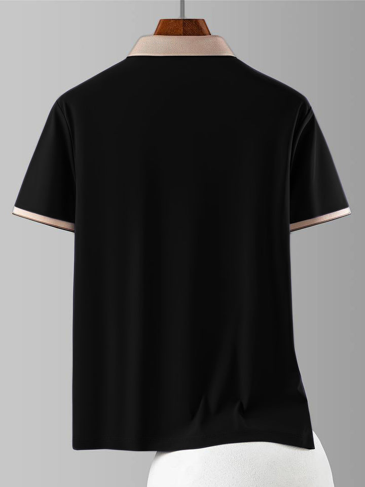 Men’s Classic Polo T-Shirt – Beige Collar & Logo Detail