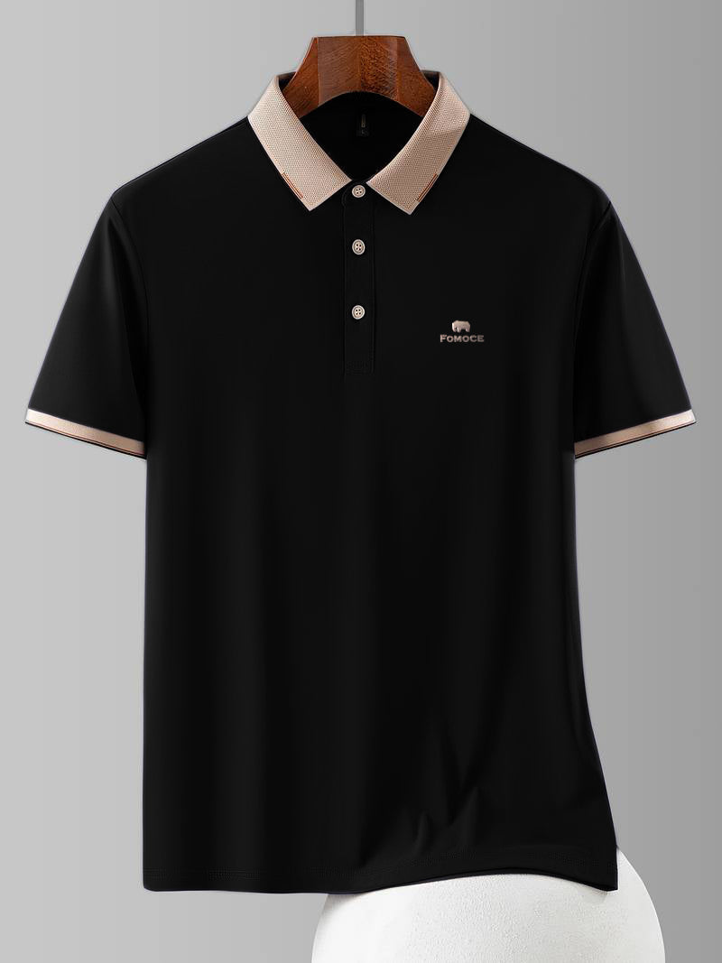 Men’s Classic Polo T-Shirt – Beige Collar & Logo Detail