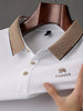 Men’s Classic Polo T-Shirt – Beige Collar & Logo Detail