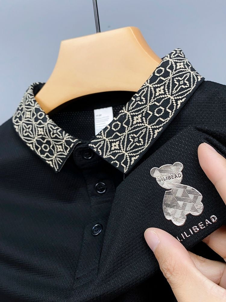Black Premium Embroidered Collar Polo