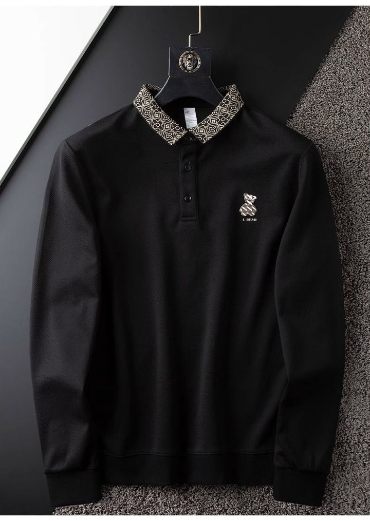 Black Premium Embroidered Collar Polo