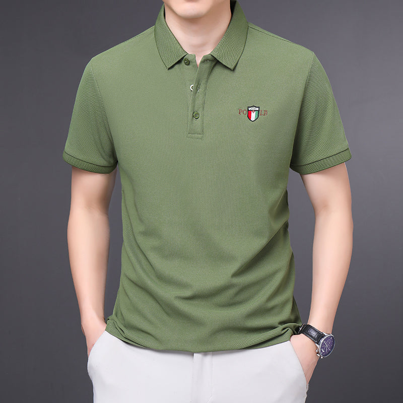 Men's Embroidered Casual Short Sleeved POLO T Shirt Comfortable Top