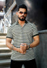 Olive Striped Half Sleeve Premium Polo T-Shirt