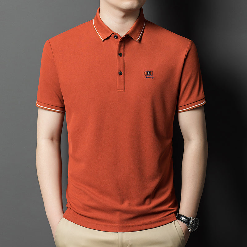 Men's Embroidered Casual Short Sleeved POLO T Shirt Comfortable Top