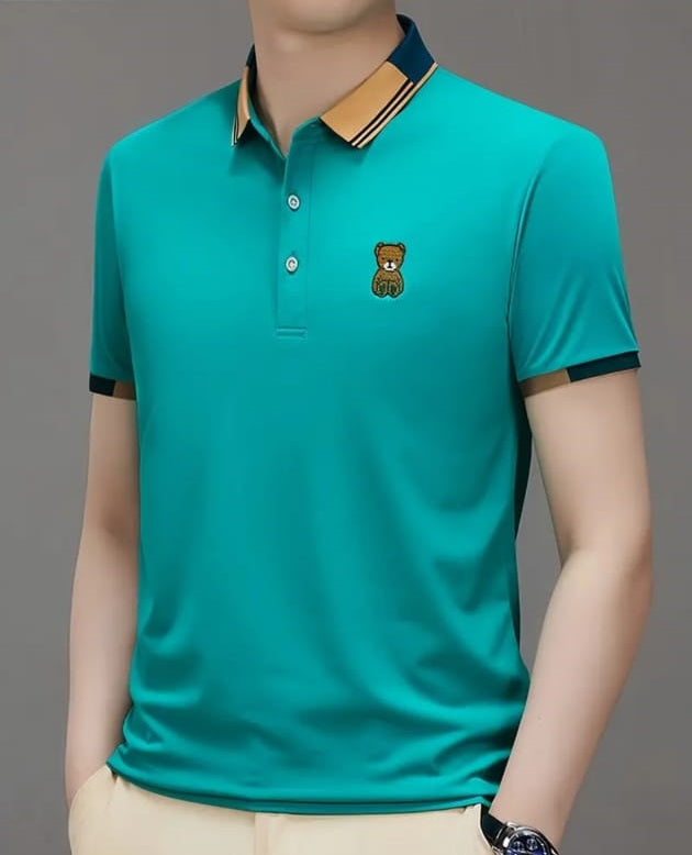 High Quality Embroidered Bear Logo Men's Polo T shirts