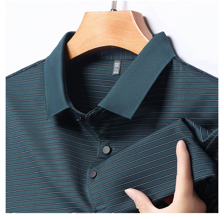 Striped short-sleeved high-quality casual Korean Polo T Shirt for men