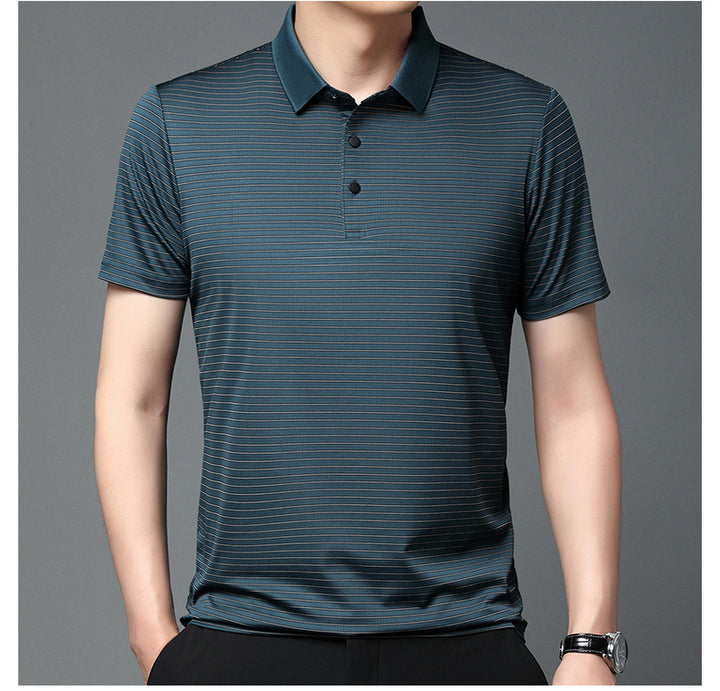 Striped short-sleeved high-quality casual Korean Polo T Shirt for men