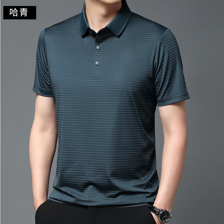 Striped short-sleeved high-quality casual Korean Polo T Shirt for men