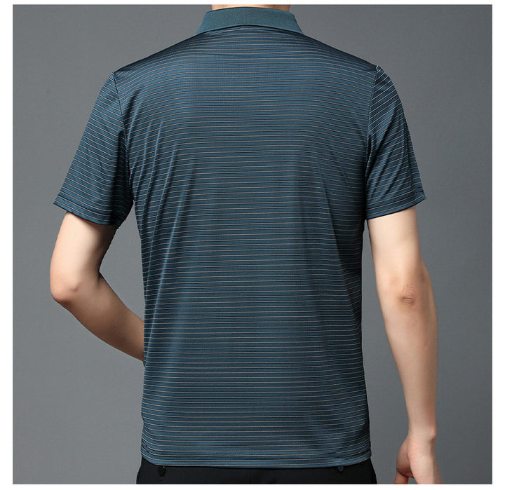 Striped short-sleeved high-quality casual Korean Polo T Shirt for men