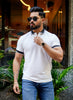 Textured Luxe White Polo T Shirt - Tailored Fit