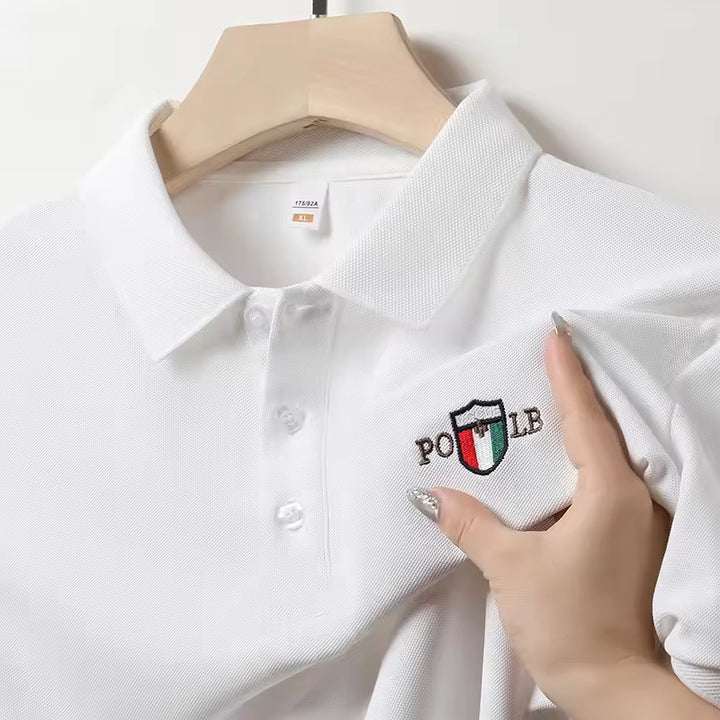 Men's Embroidered Casual Short Sleeved POLO T Shirt Comfortable Top