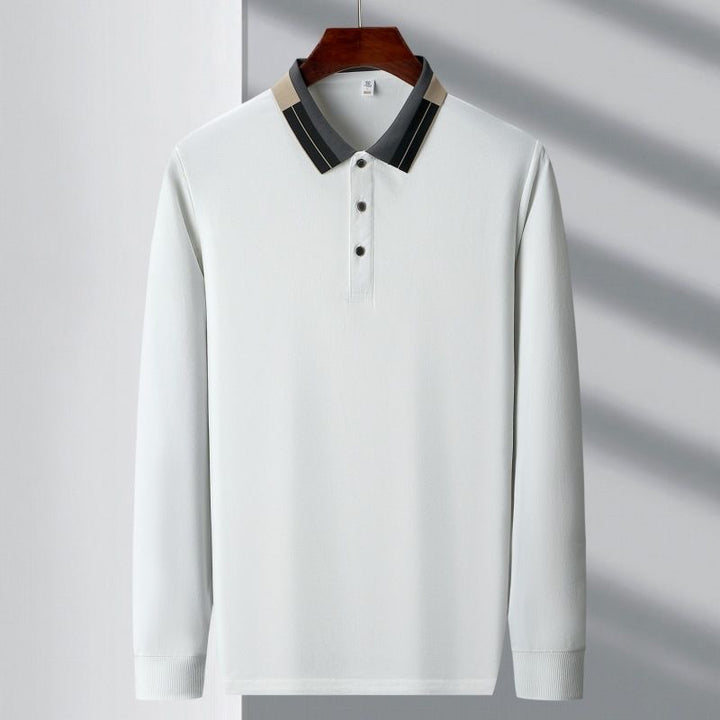 Imported Polo T-Shirt with Dual-Stripe Collar Detailing