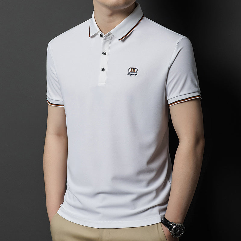 Men's Embroidered Casual Short Sleeved POLO T Shirt Comfortable Top