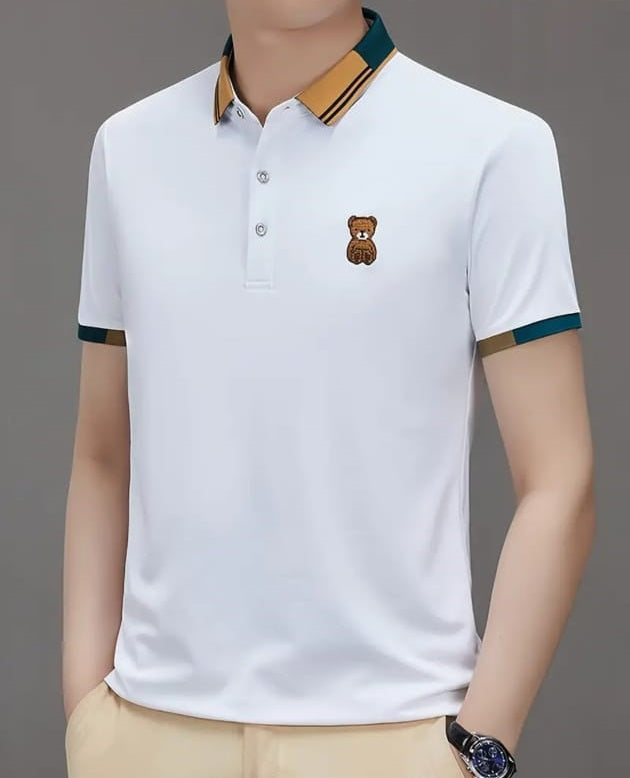 High Quality Embroidered Bear Logo Men's Polo T shirts