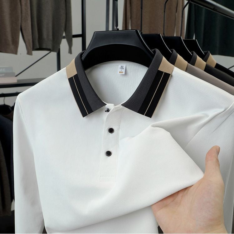 Imported Polo T-Shirt with Dual-Stripe Collar Detailing
