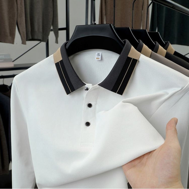 Imported Polo T-Shirt with Dual-Stripe Collar Detailing