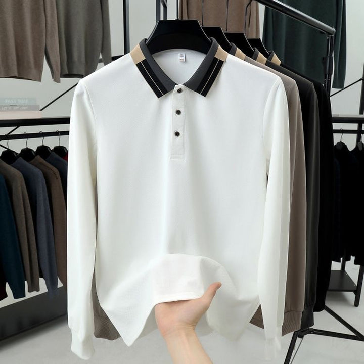 Imported Polo T-Shirt with Dual-Stripe Collar Detailing