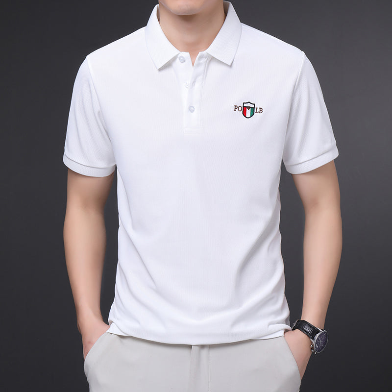 Men's Embroidered Casual Short Sleeved POLO T Shirt Comfortable Top