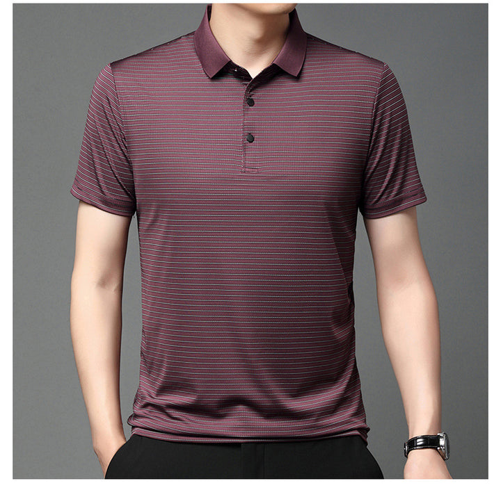 Striped short-sleeved high-quality casual Korean Polo T Shirt for men