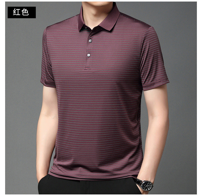 Striped short-sleeved high-quality casual Korean Polo T Shirt for men