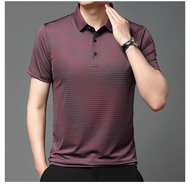 Striped short-sleeved high-quality casual Korean Polo T Shirt for men