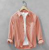 Japan Style Simple Solid Color Long Sleeve Shirt For Men ( Orange  )